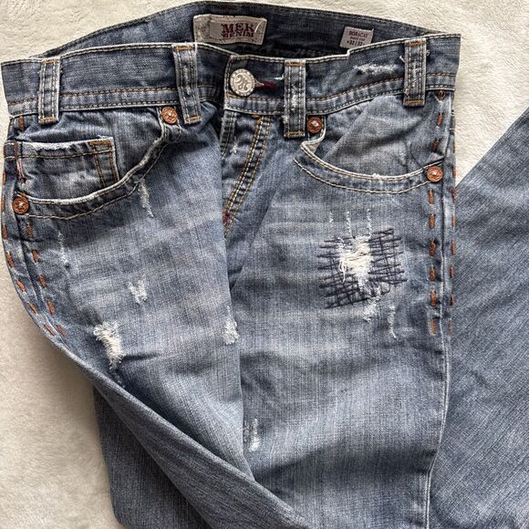 MEK Denim Jeans Boracay Bootcut Mens Distressed Embellished Medium Wash 32x32 - Picture 5 of 16